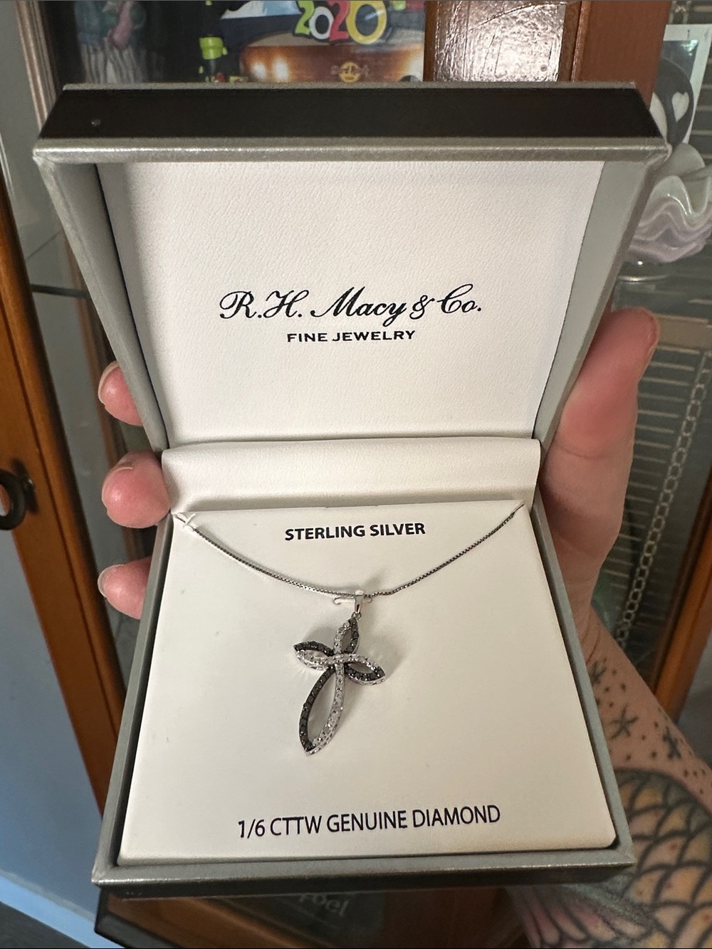 Sterling Silver Diamond Cross Necklace - Silver